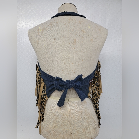 Harley Davidson Fringe Halter Top Upcycled - Picture 6 of 7